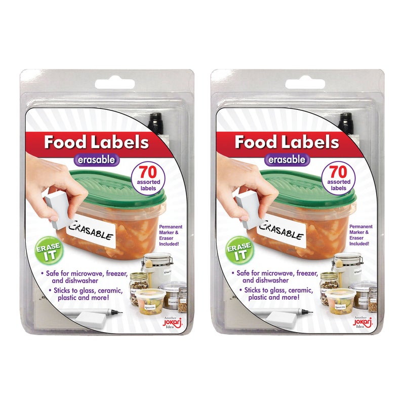 Jokari Erasable Food Labels 2-Pack Starter Kits With Pen & Erasers, Reusable Label Multi-Color, Freezer, Microwave & Dishwasher Safe Kitchen Tool for All-Purpose Meal Organization by Jokari - Image 1